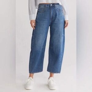 rag & bone Wide-Leg Cropped Blue Jeans